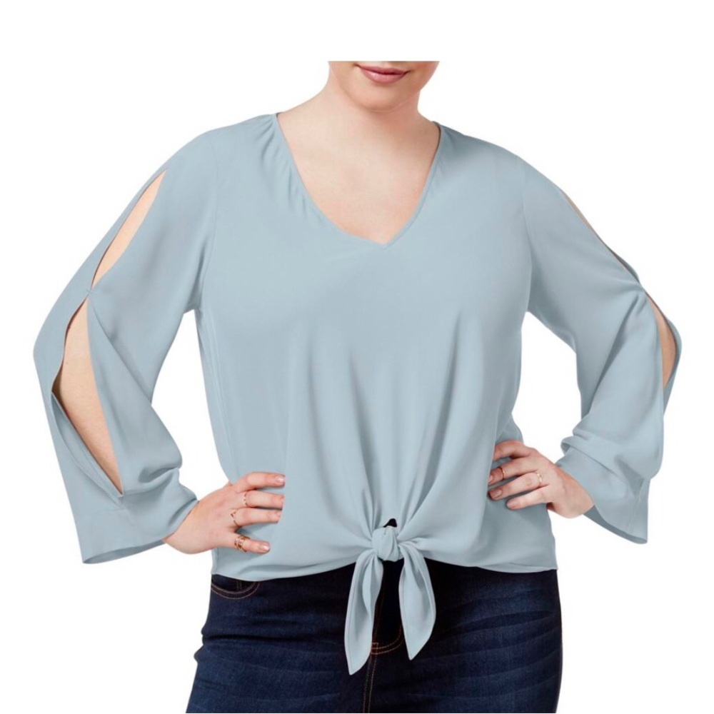 NWT Rachel Roy Powder Blue Tie front Blouse